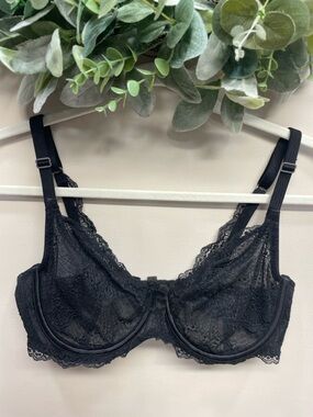 Bundle of 2 Adore Me Style 2128F Paris Unlined Bras Black Lace Underwire 34DD